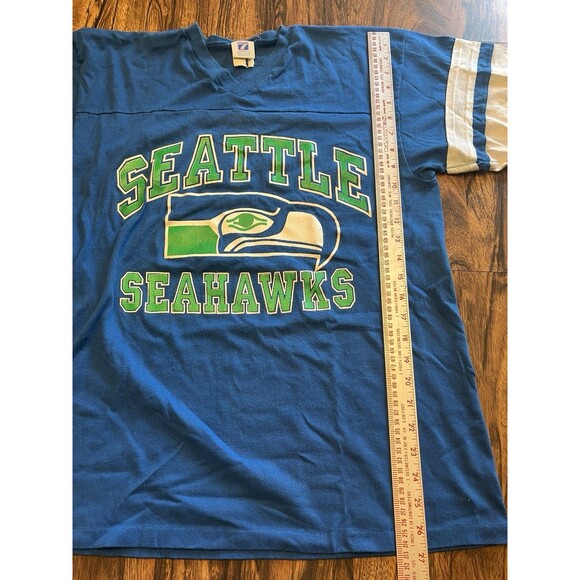 Vtg SEATTLE SEAHAWKS SHIRT by Logo 7 Sz L NFL Jersey READ - Picture 6 of 14